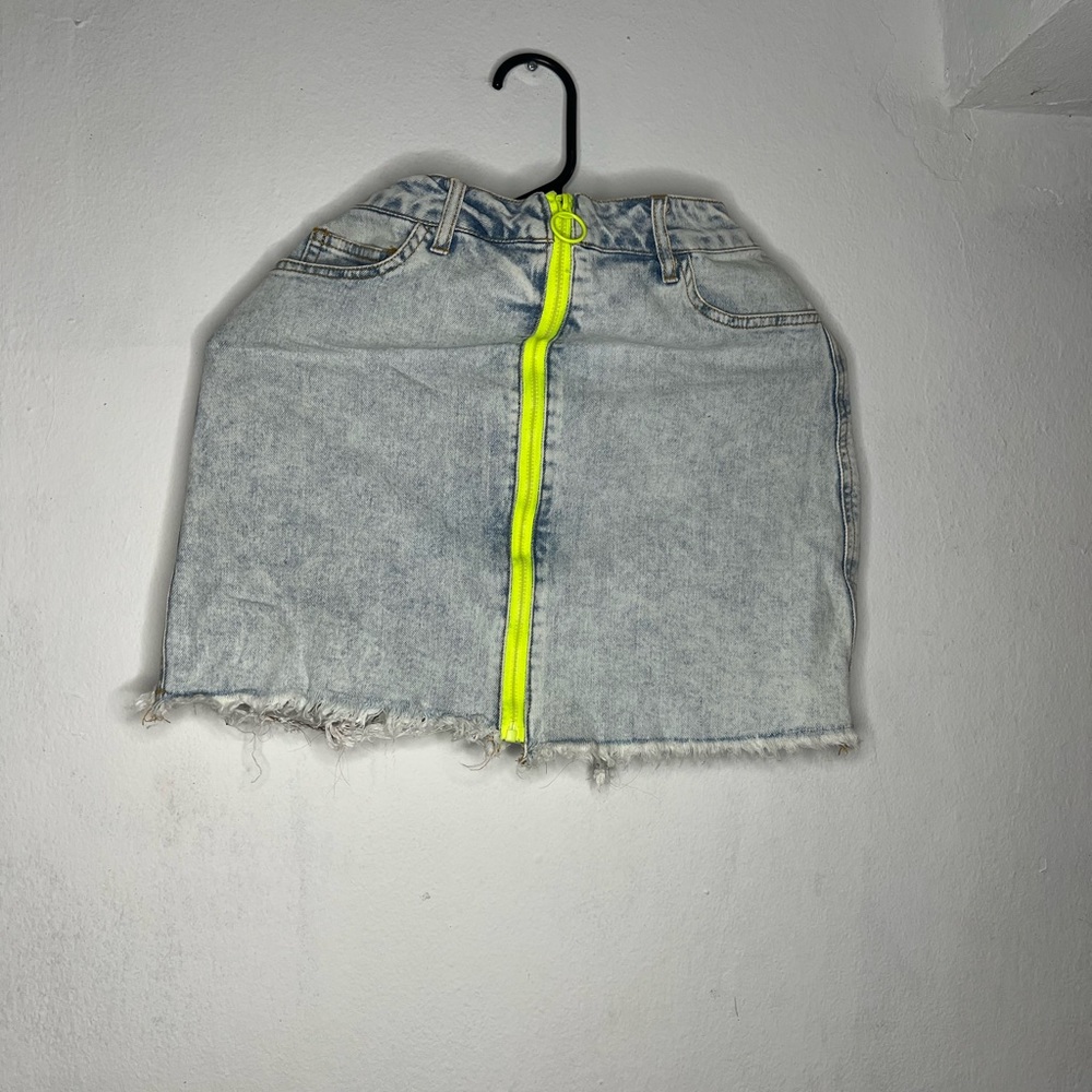 Jean skirt with neon green zipper💚